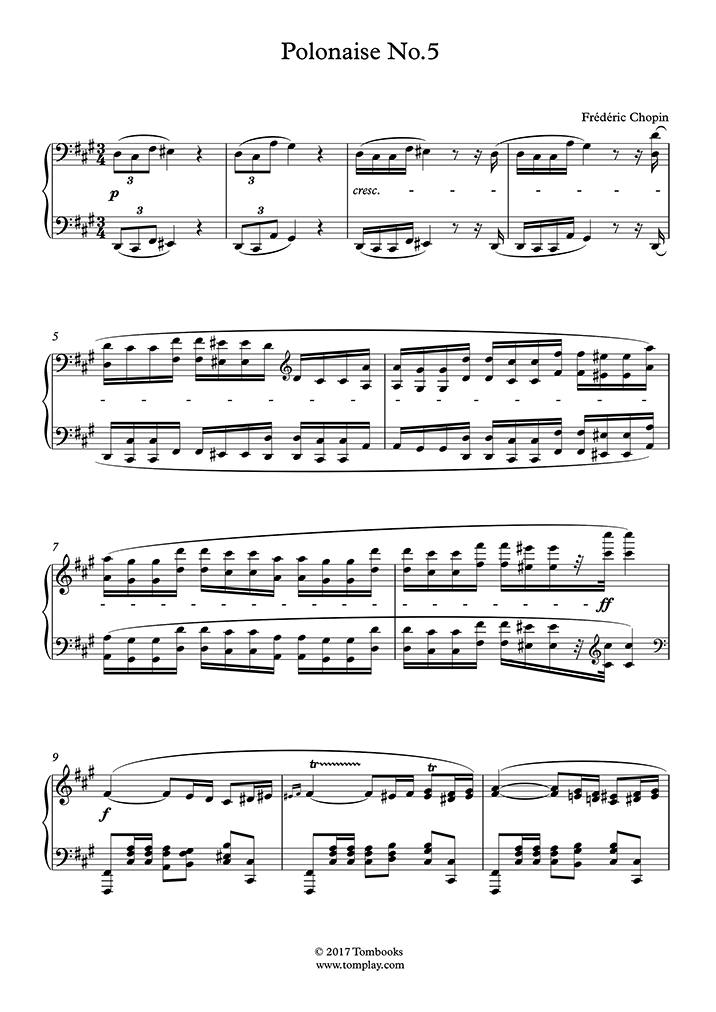 Free Sheet Music : Chopin, Frédéric - Op.44 - Polonaise (Piano Solo)